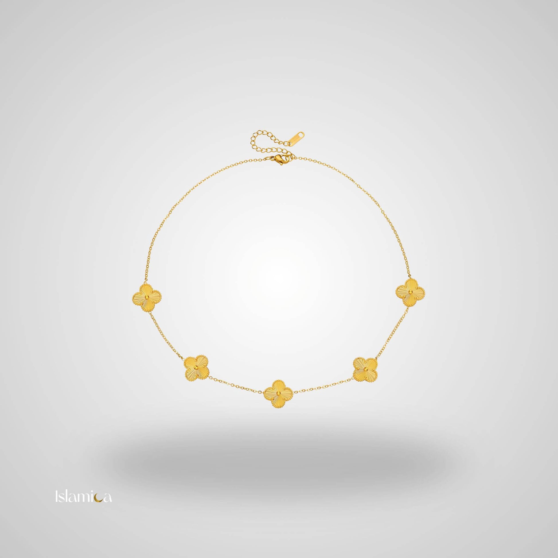 Gouden ketting met klaverhangers voor een elegante uitstraling